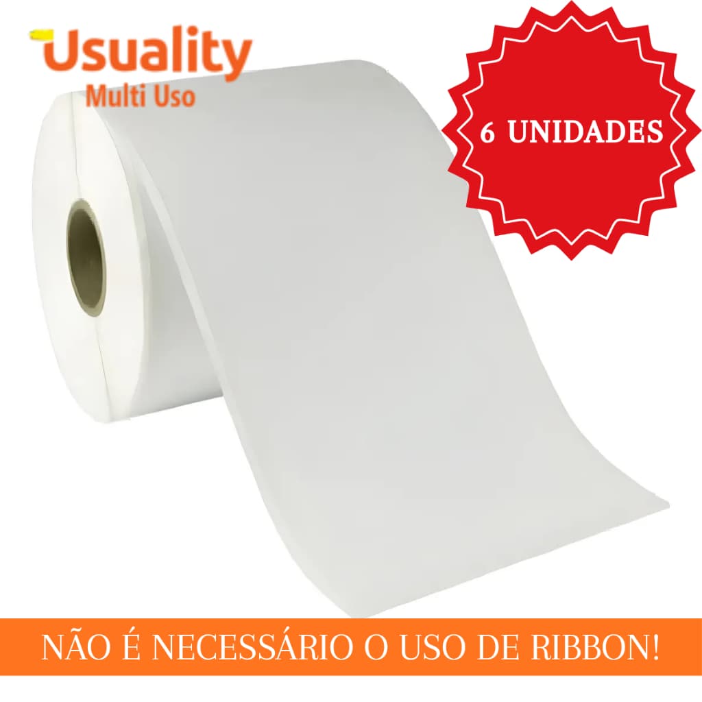 Etiqueta Termica 100x150 6 Rolos 35 Metros Adesiva Logistica Ecommerce Expedição Estoque Usuality