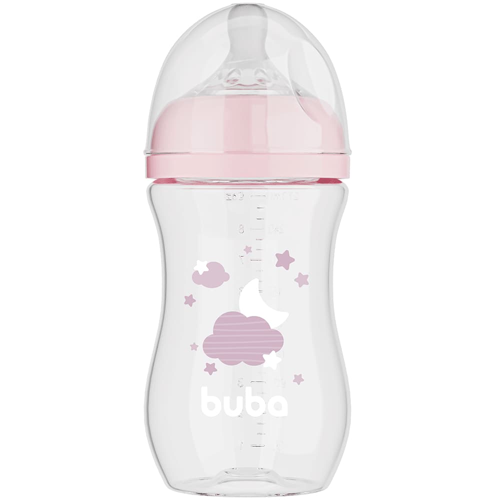 Mamadeira Easy Flow Nuvem Rosa 270ml - Buba