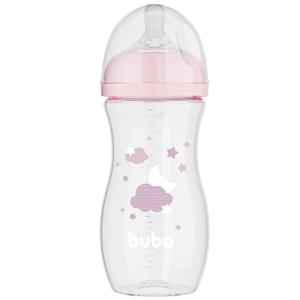 Mamadeira Easy Flow Nuvem Rosa 330ml - Buba