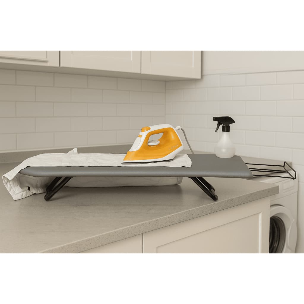 Mesa Tabua de Passar Roupa Portátil Passadeira Pé Dobrável Reforçado Tecido Térmico Cama Mesa Porta Ferro Não Queima