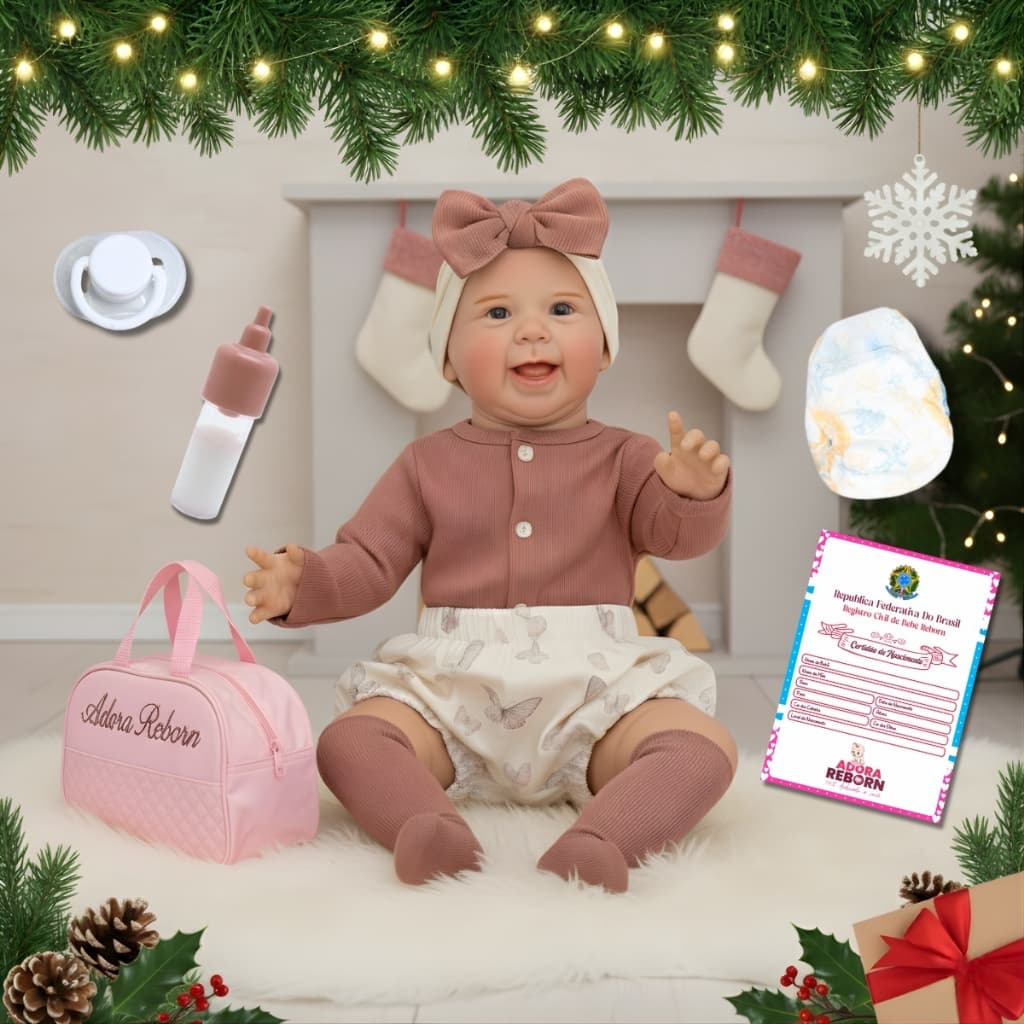 Bebê Boneca Reborn Realista Fofinha Menina Mayze Corpinho Siliconado Pode Dar Banho Com Bolsa Maternidade
