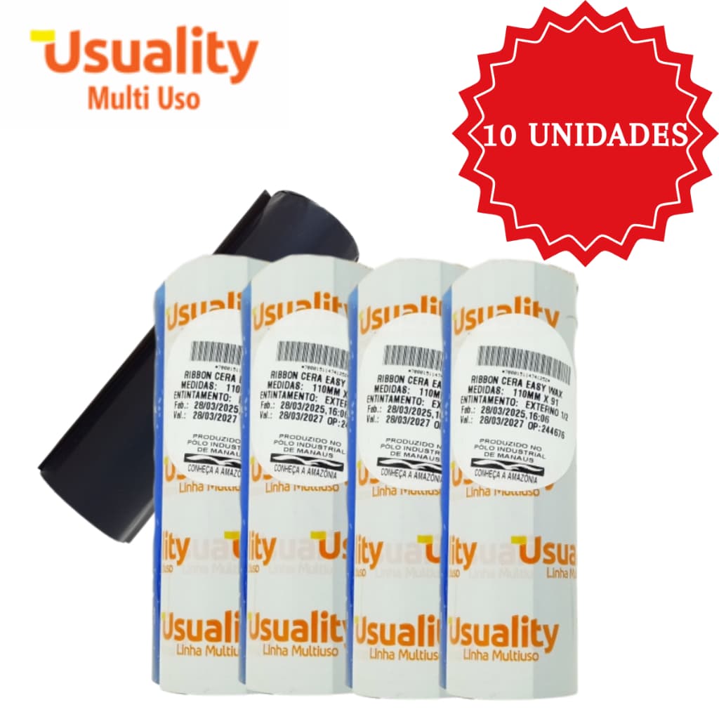 Ribbon 110x74 Cera Etiqueta 10 Unidades Papel Codigo Barras Impressão Termica Preço Supermercado