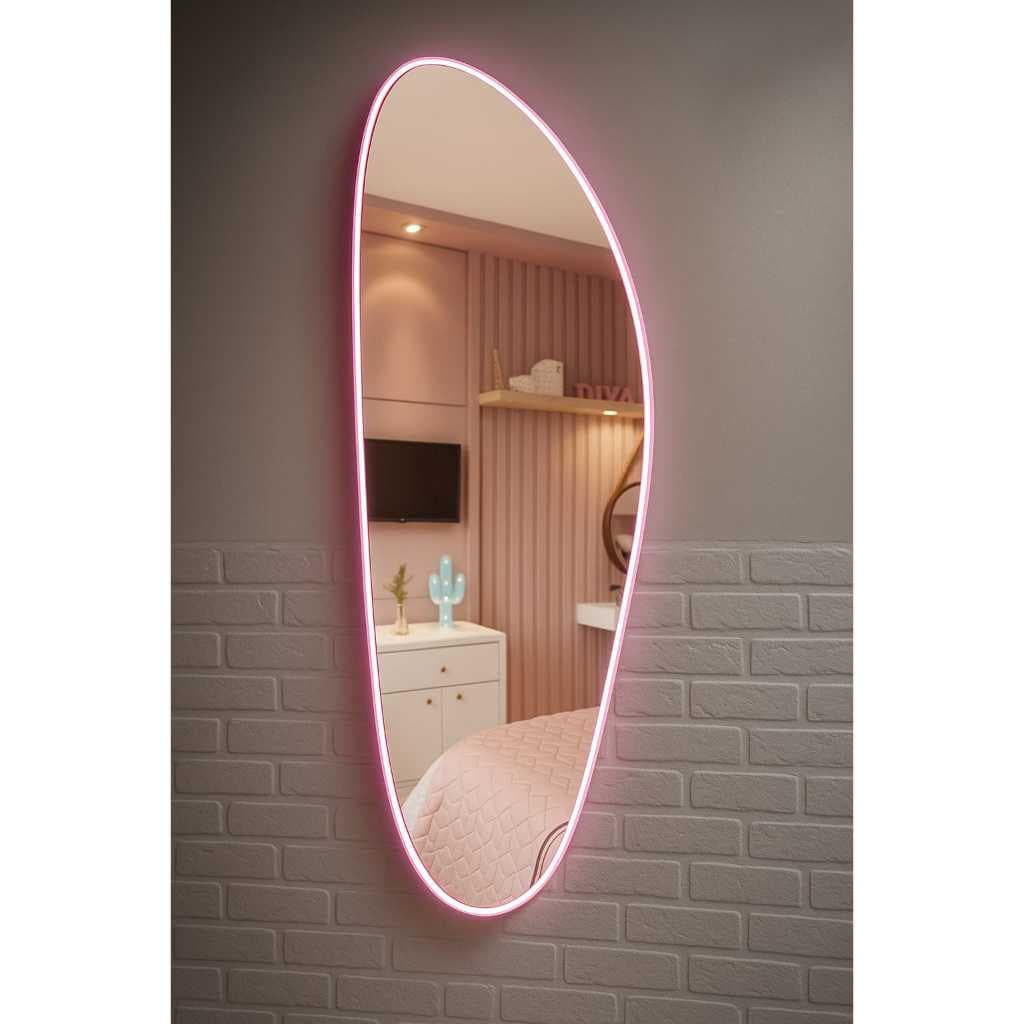 Espelho Orgânico Iluminado Moderno Cs Decora 110cm