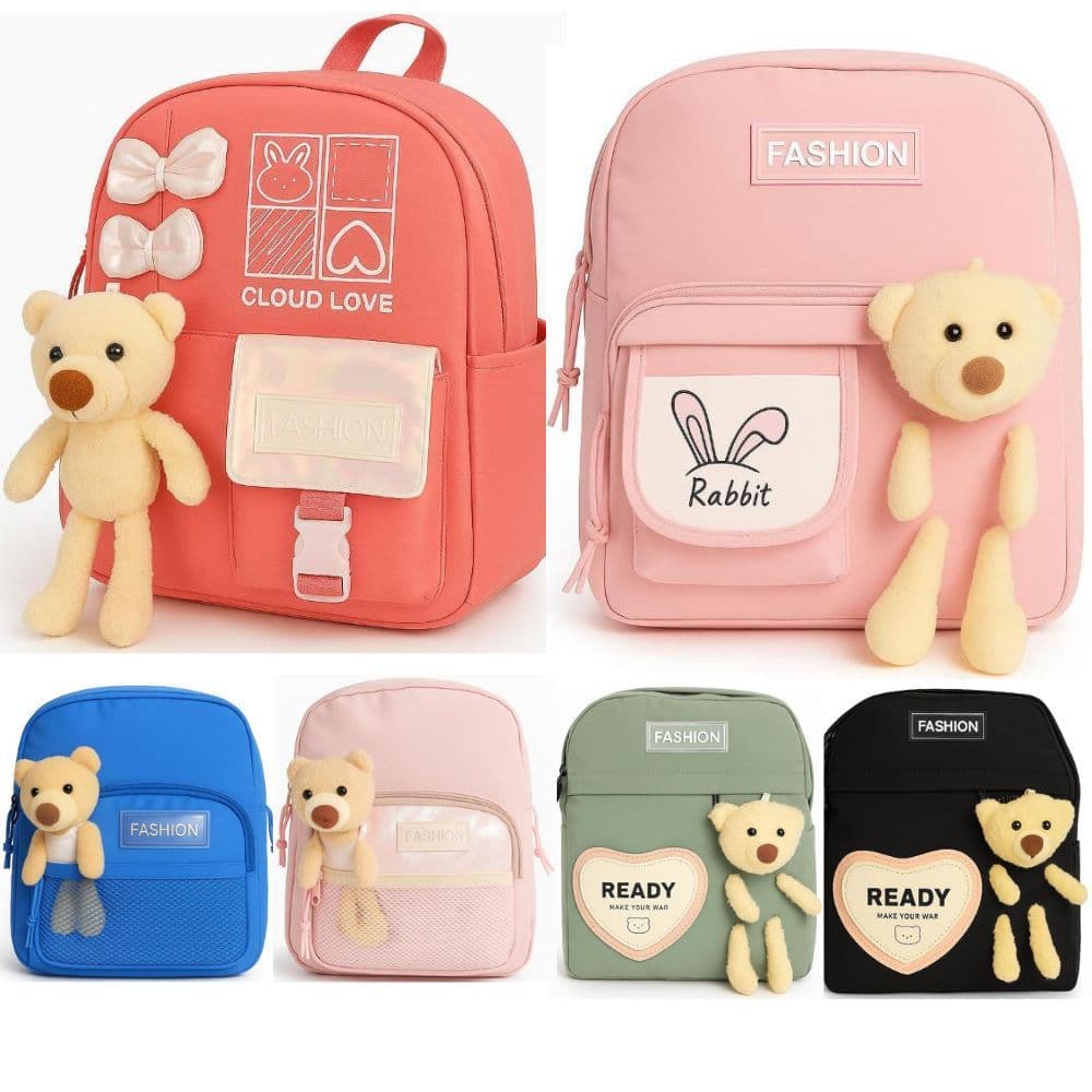 Mochila Feminina Escolar Passeio Resistente Coreano Pequena Criança Infantil Impermeável Com Ursinho