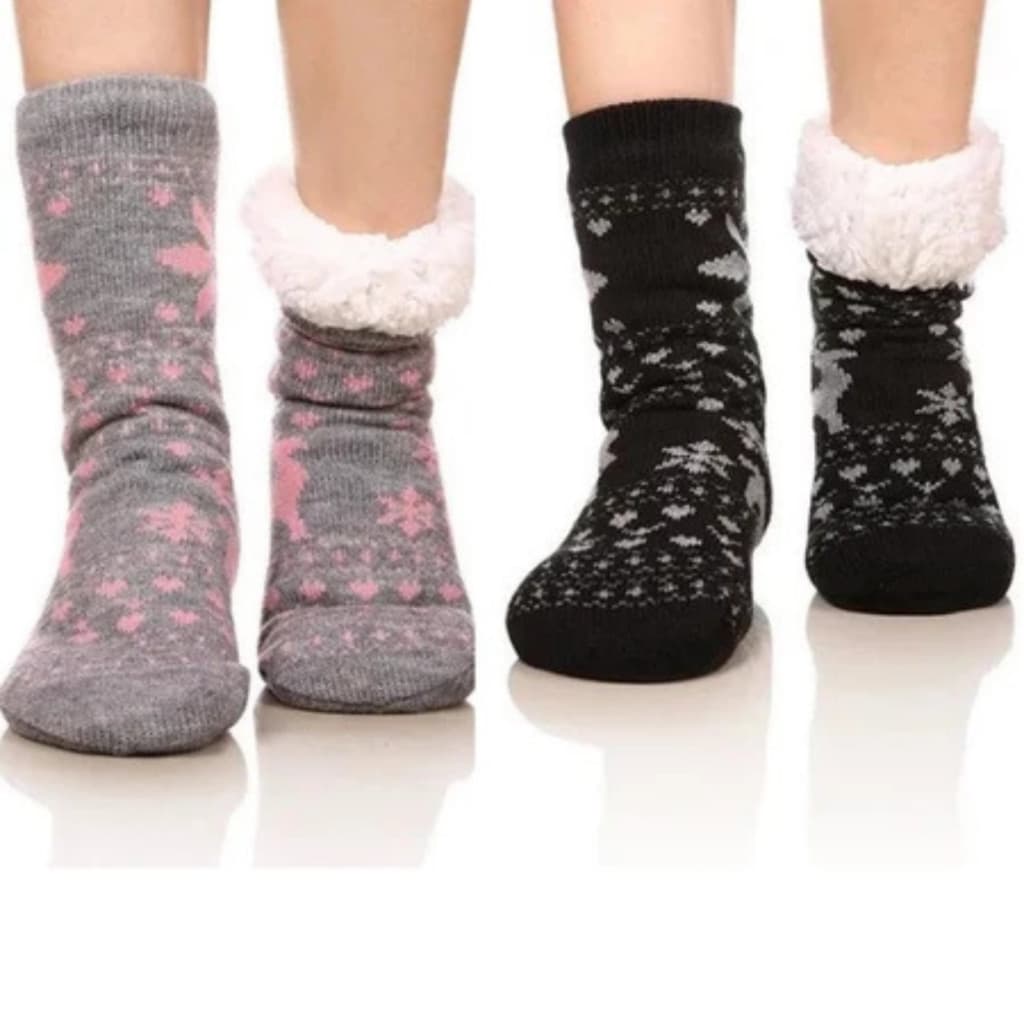 Kit 12 Meia Pantufa Sherpa Forrada Térmica Pelúcia Adulto e Infantil Antiderrapante Confortável Luxo