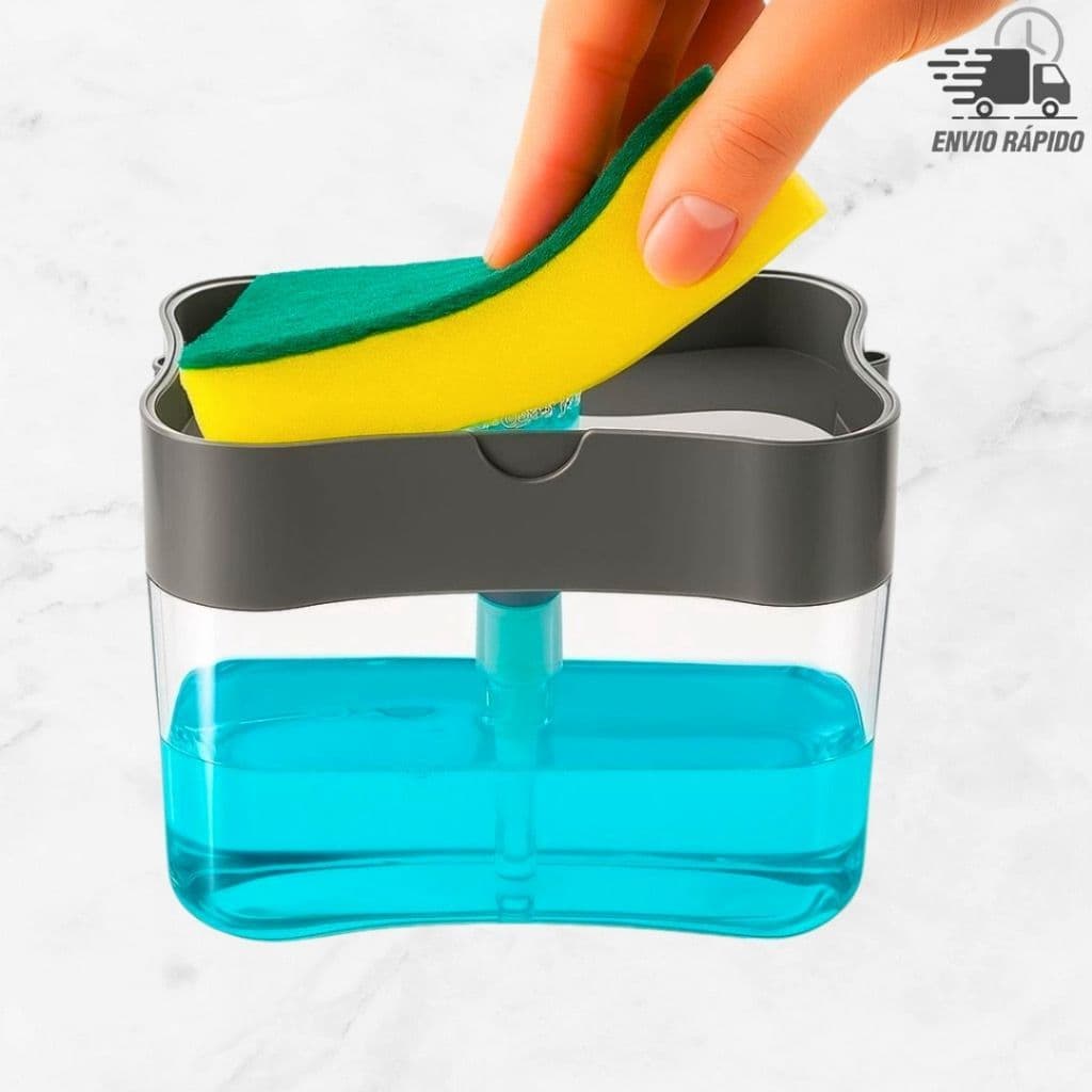 Dispenser Porta Detergente e Sabão Líquido com Suporte para Esponja