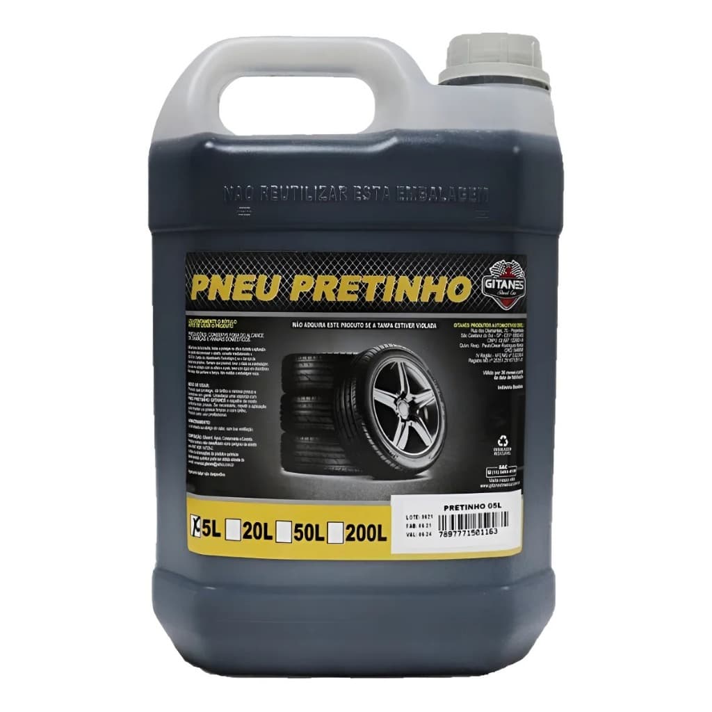 Pretinho Para Pneu Automotivo Concentrado 5 Litros Gitanes Limpa Pneu Cor Preto