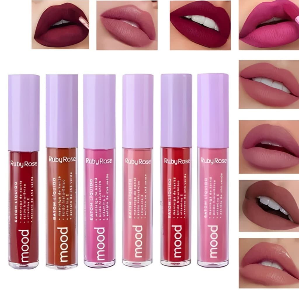 Batom Líquido Ruby Rose Mood Matte | Alta Pigmentação & Longa Duração