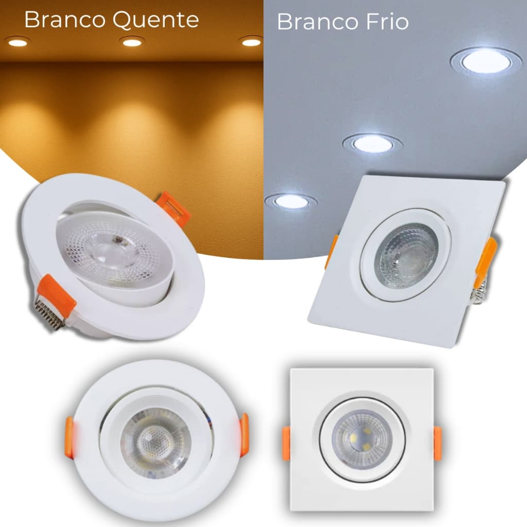 Spot de Embutir Quadrado e Redondo 3W e 5W LED  Iluminação Decorativa e Econômica