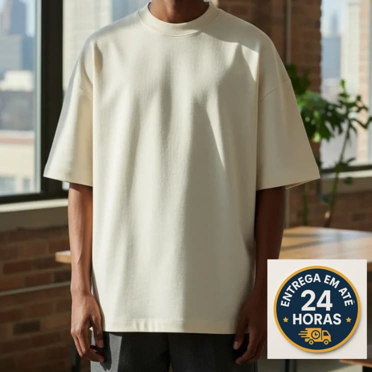 Camiseta Masculina Oversized Suedine Pro Linha Premium Zero Transparência - Pronta entrega