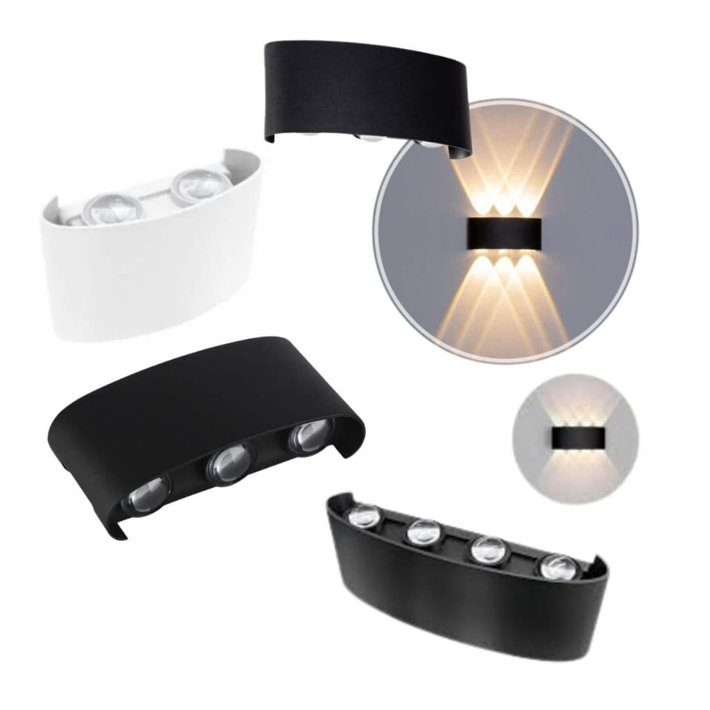 Kit Arandela De Parede Luminária Meia Lua Área Interna Externa Led Branco Quente
