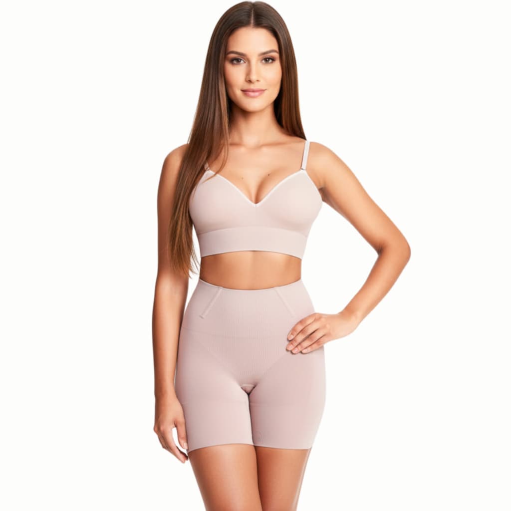 Shorts Modelador Plié Cintura Alta C/Barbatana Afina Cintura