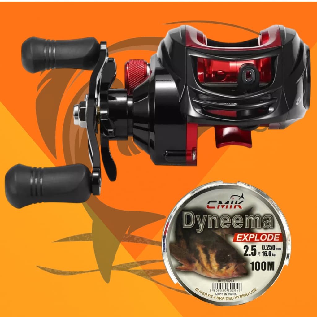 Carretilha de Pesca 19 Rolamentos Pesca Esportiva Drag 4,5Kg e Linha Multifilamento