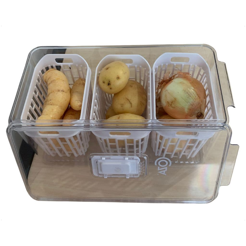 Organizador Geladeira Dry 6 Litros Com 3 Cestos Transparente de Plástico
