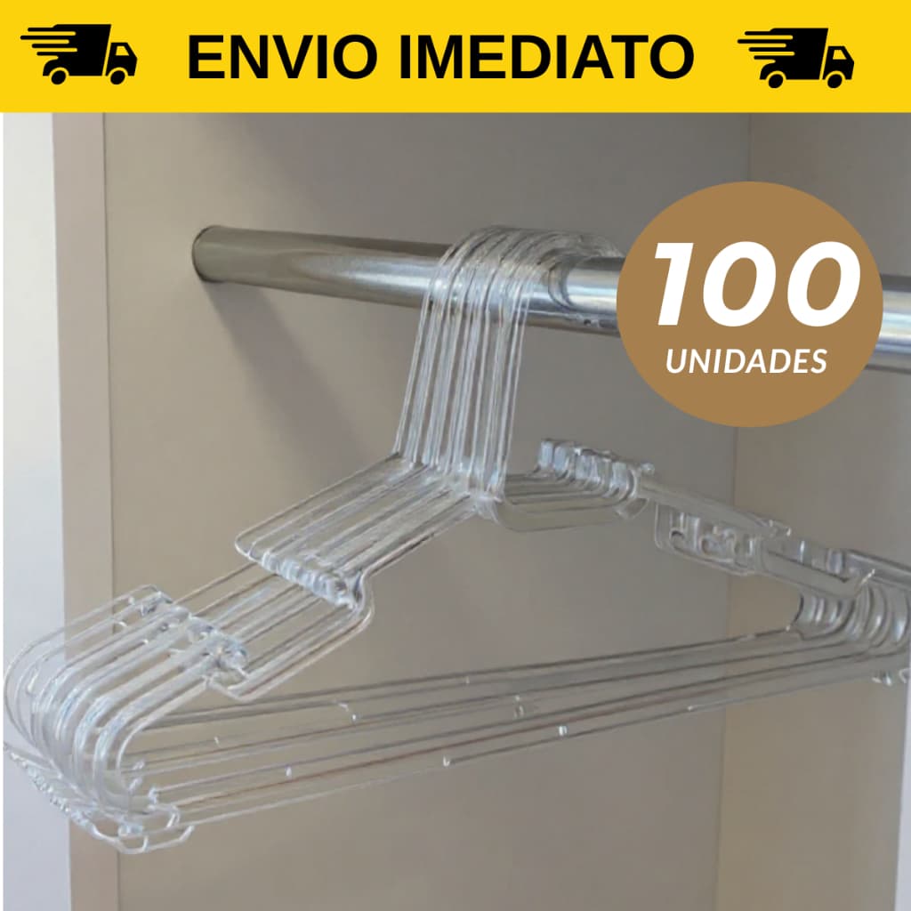 Kit até 100 cabides para roupas cabide acrilico reforçado organizador de guarda roupa Closet linha premium