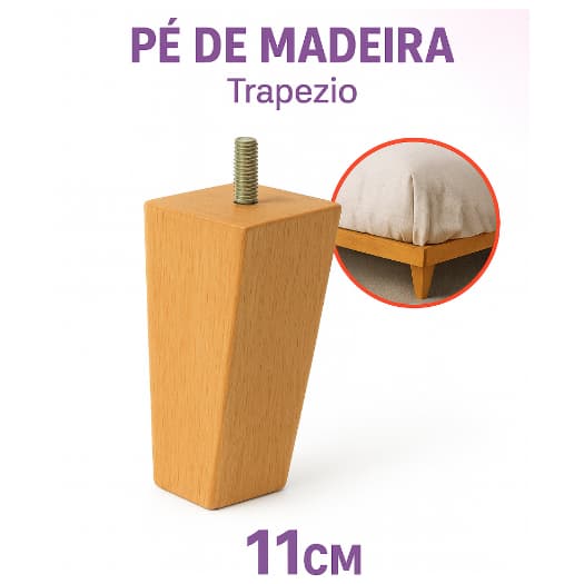 Pé Madeira cama box 11cm  luxo cliente exigente kit 6un . madeira tratada e envernizada
