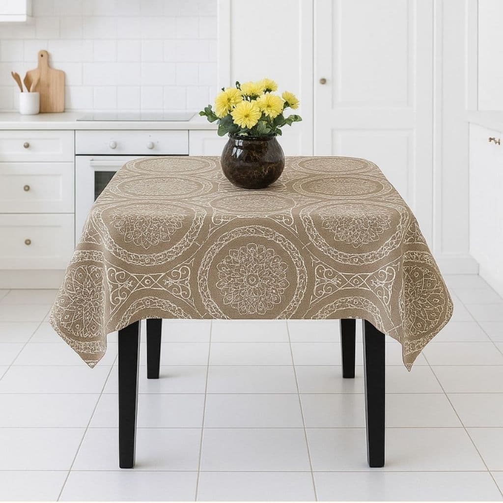 Toalha De Mesa Premium Quadrada 1,00 X 1,00 Em Linho Bege