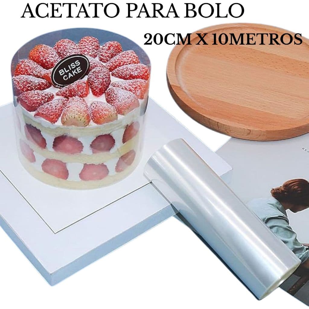 Acetato Profissional ATELLINI Ideal para Bolo, Tortas e Decorações 20cm x 10m 1Rolo