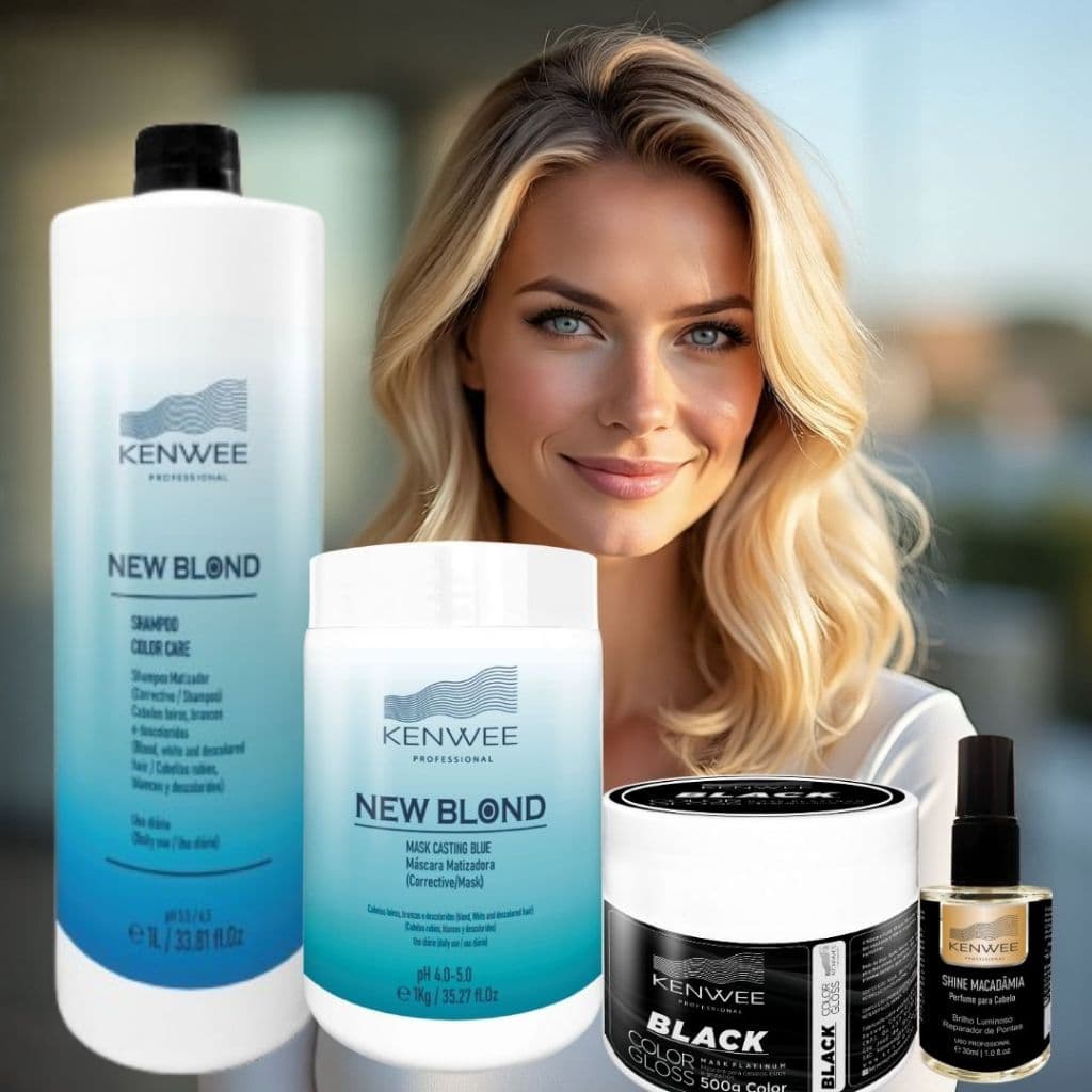 Kit Shampoo (1 Lt), Máscara (1Kg) e Matizador Tratamento para Loiras (Brinde um Perfume de Cabelos)
