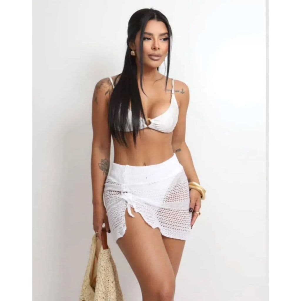 Saída de Praia Tricô Elegante Perfeito para Verão