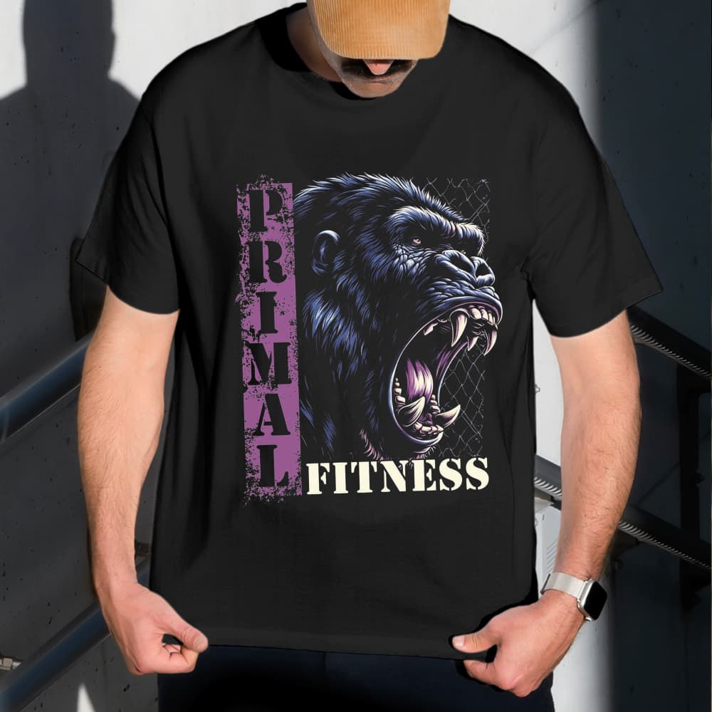 Camiseta Masculina Estampa Gorila Fitness 100% Algodão Estilo Conforto Diário Do Tamanho P ao GG