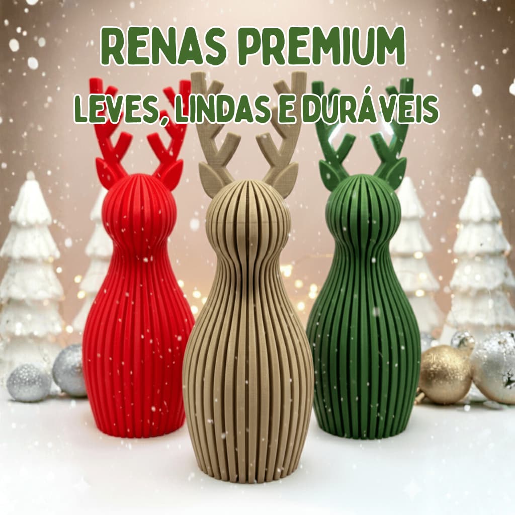 Renas Decorativas Natal Minimalistas 15cm Premium