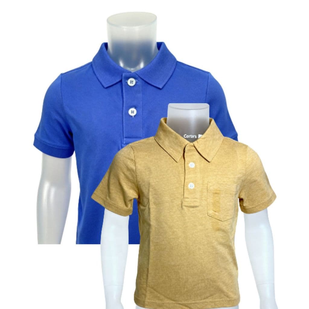 Camisa Polo Masculina infantil manga curta tamanho 4 Cartes cor Azul Marinho / Amarela.
