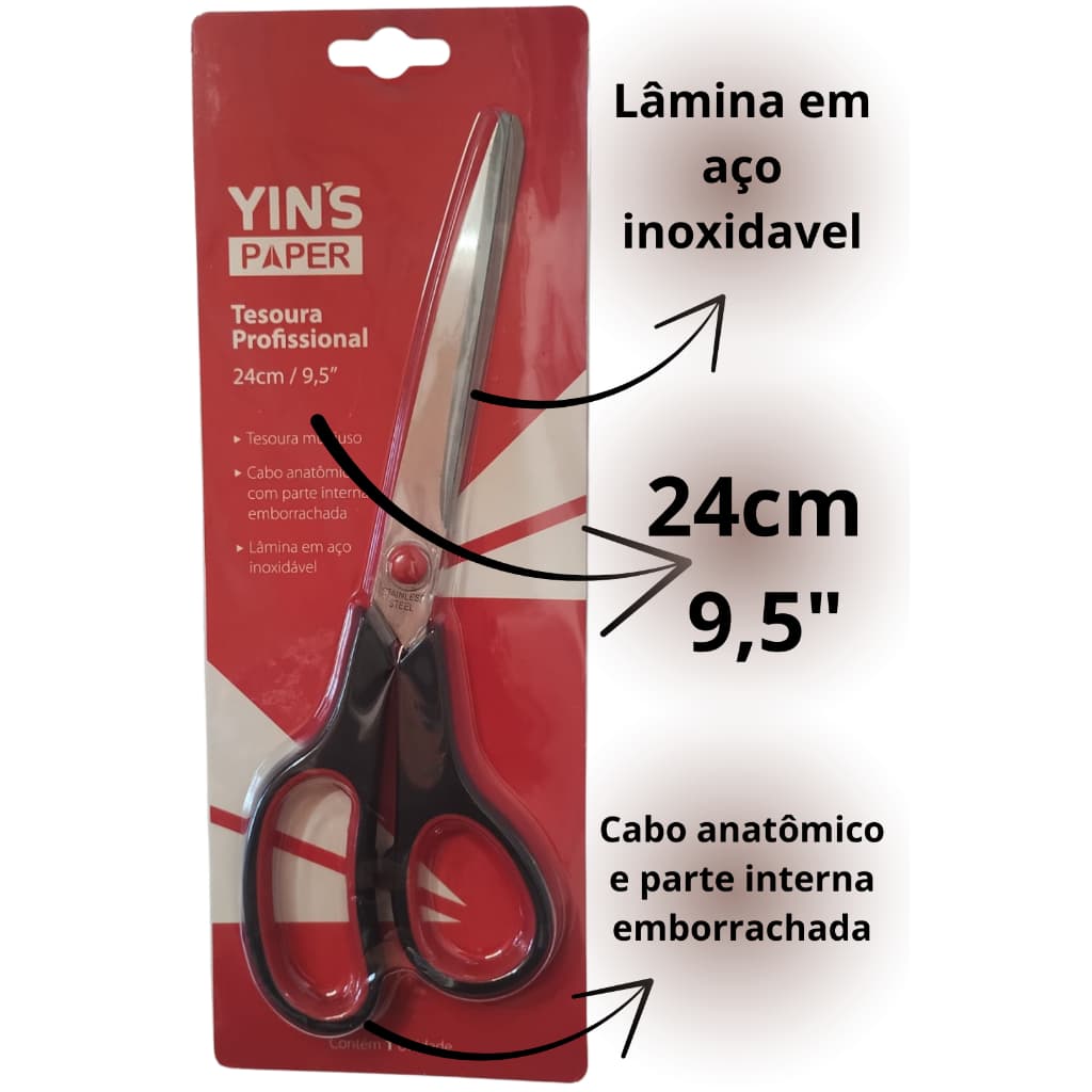 Tesoura Profissional Multiuso 24cm (9,5")  Precisão e Conforto em Cada Corte