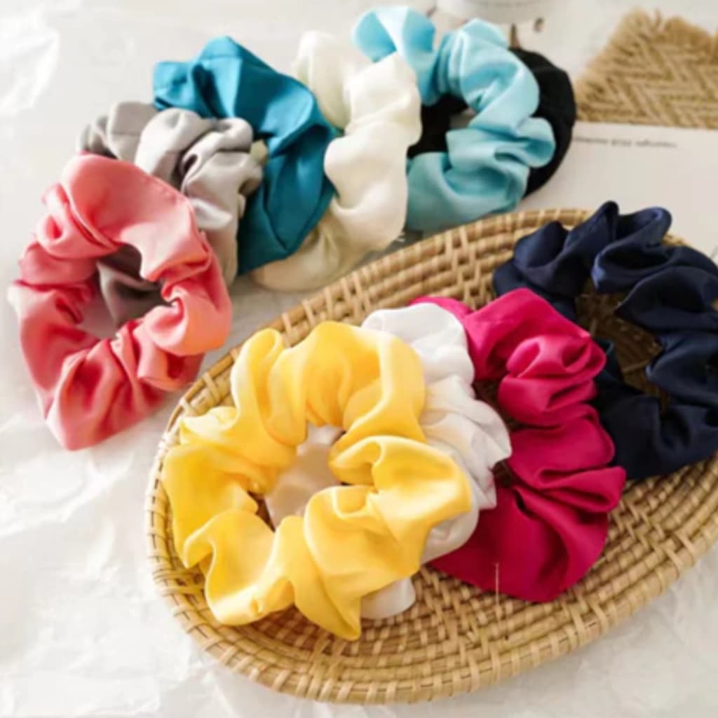 Kit Xuxinha De Cetim Buchinha Elástico Laço de Cabelo Scrunchies  Anti Frizz