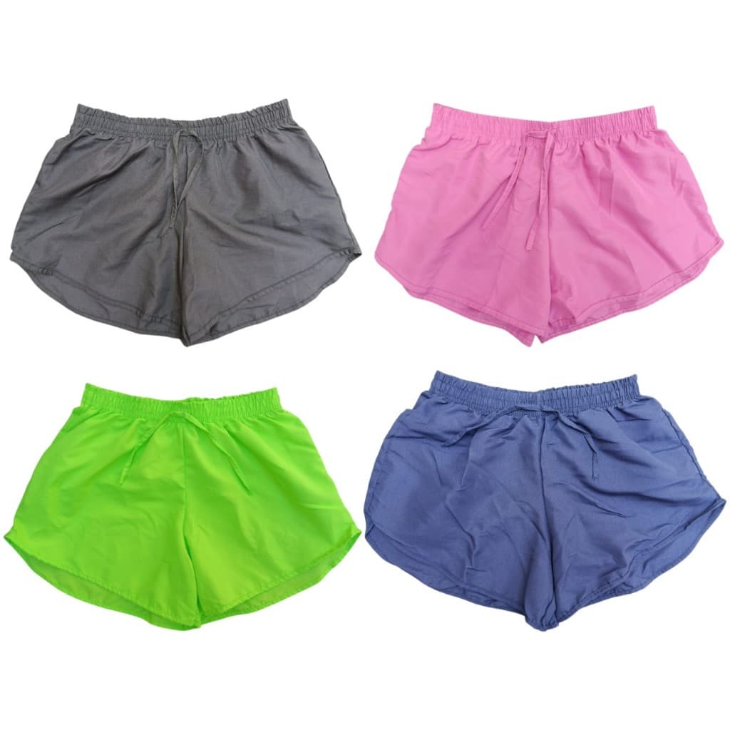 Kit 4 Shorts Tactel Infantil Juvenil Menina Moda Praia Tecido Leve Clube e Parque