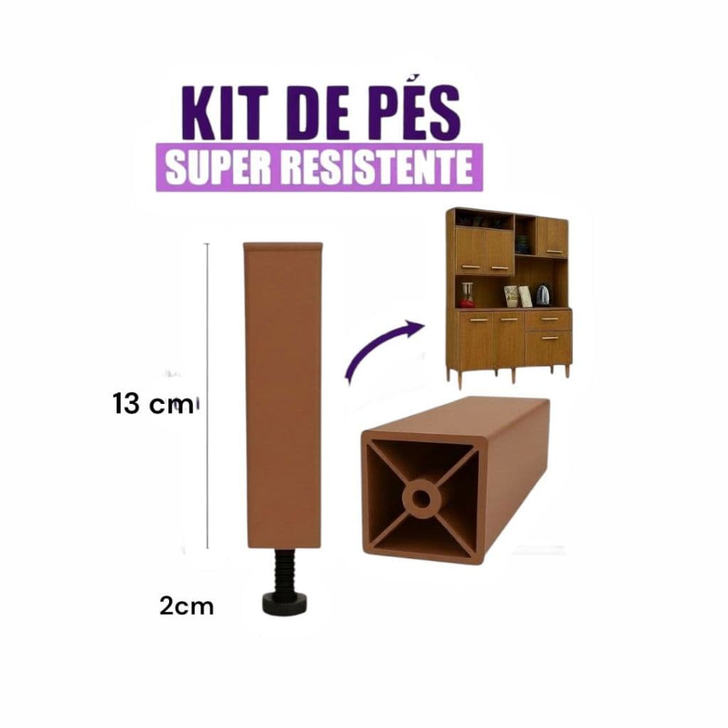 Pé Para Armário Cozinha, Gabinetes  -  Regulagem Ajustável + Parafuso cod 02