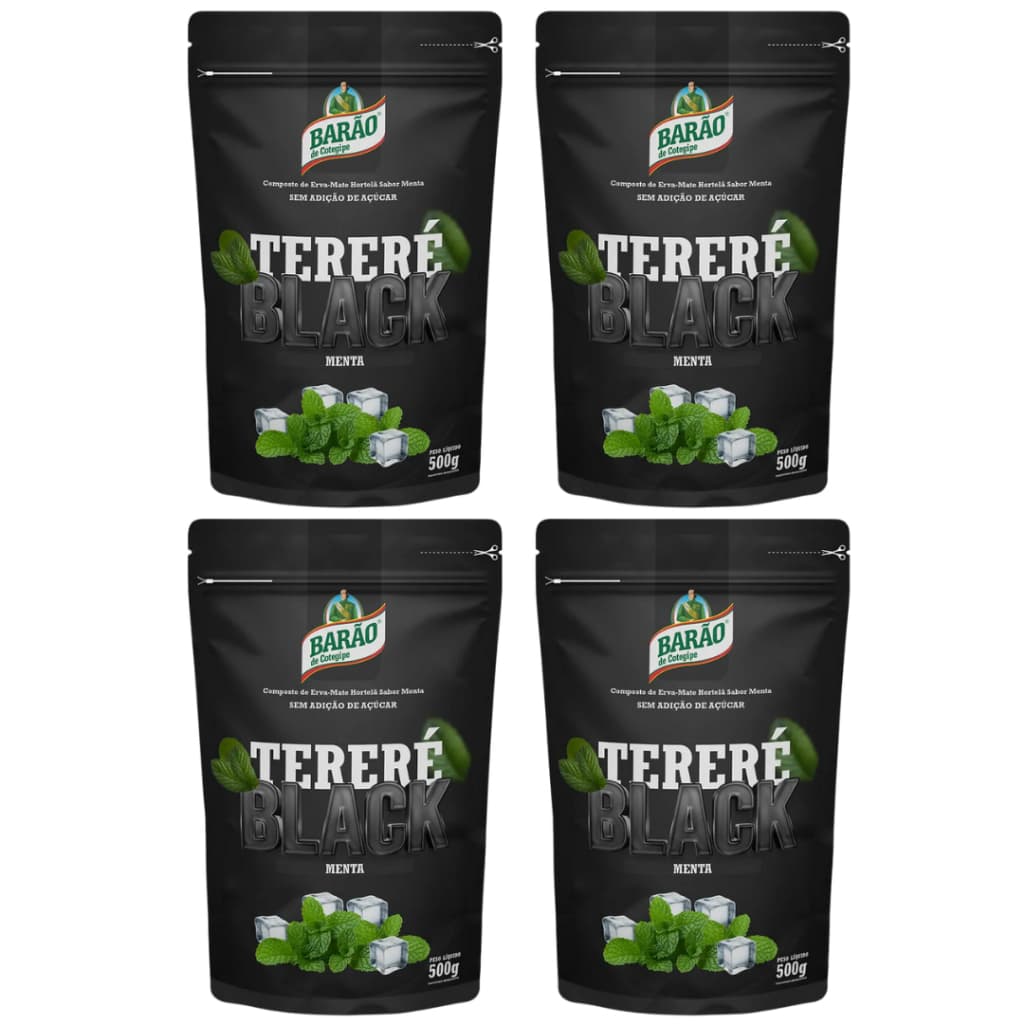 4 Erva Mate Barão De Cotegipe Tereré Menta Black 500g Tereré Gelado Verão Refrescante