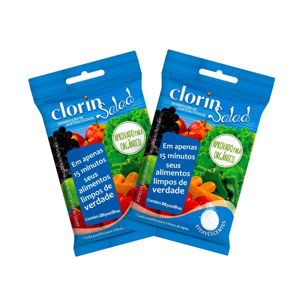 Kit Clorin Salad Higienização Alimentos Frutas Legumes Verduras COVID-19