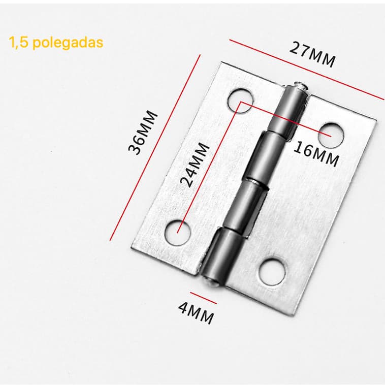 Kit 10-40 Dobradiças De Aço Inoxidável N-304 de 1.5 polegada de madeira (parafusos não incluídos) 100LIMI