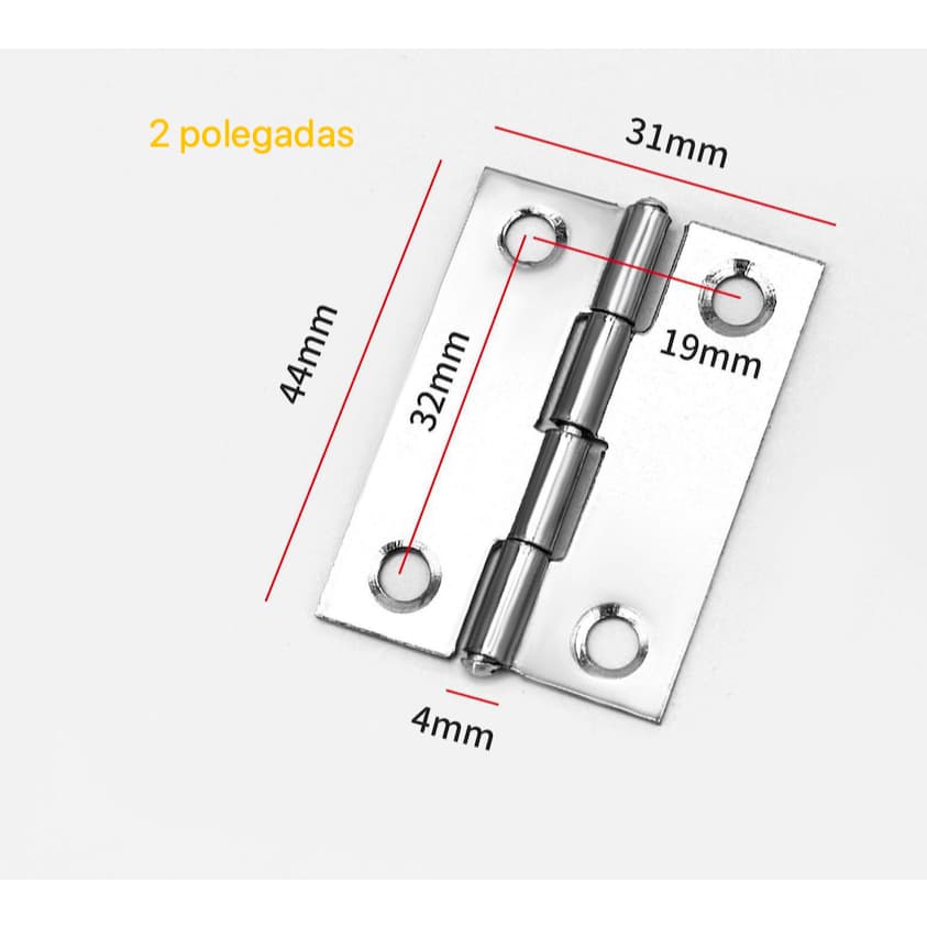 kit 10-40 Dobradiças Aço Inox N-304 2 Polegada p/ Portas Móveis de Madeira (Parafusos Não Incluídos) VANT