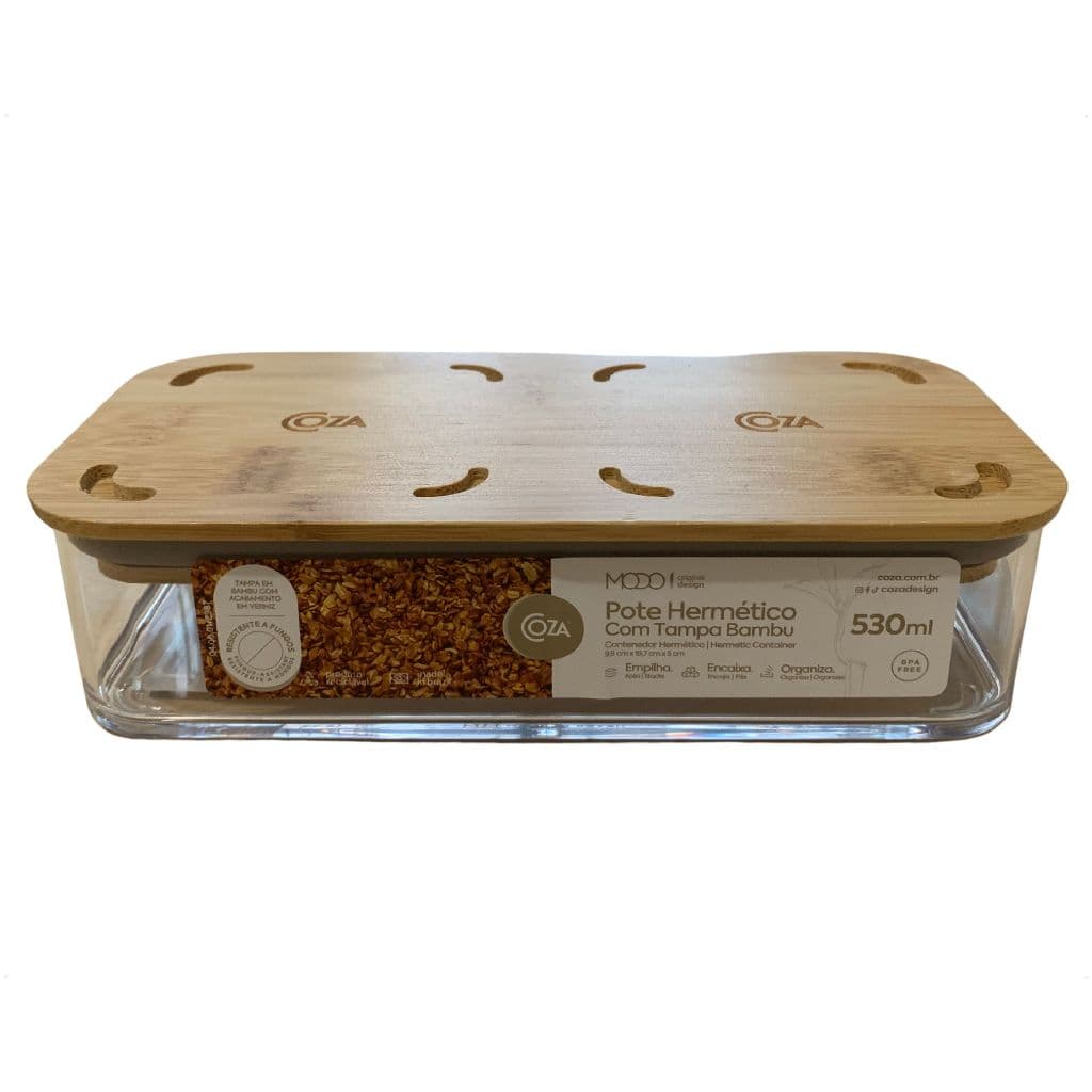 Pote Hermético Modo Bambu 530ml Transparente Compacto E Prático