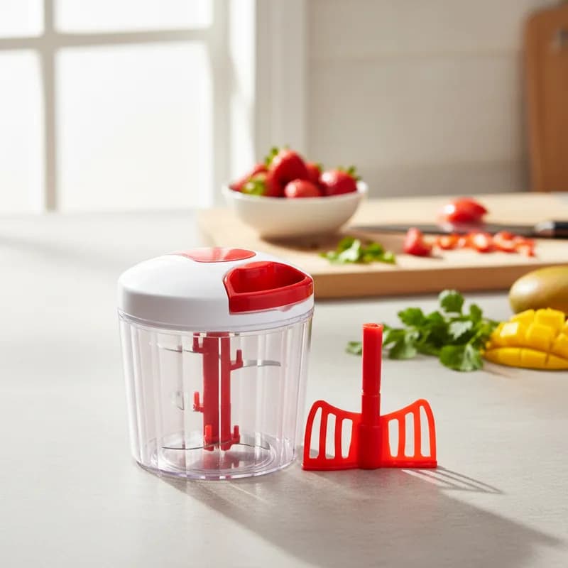Processador De Alimentos Manual 800ML Com 5 Lâminas Triturador Fatie E Triture Com Agilidade Útil