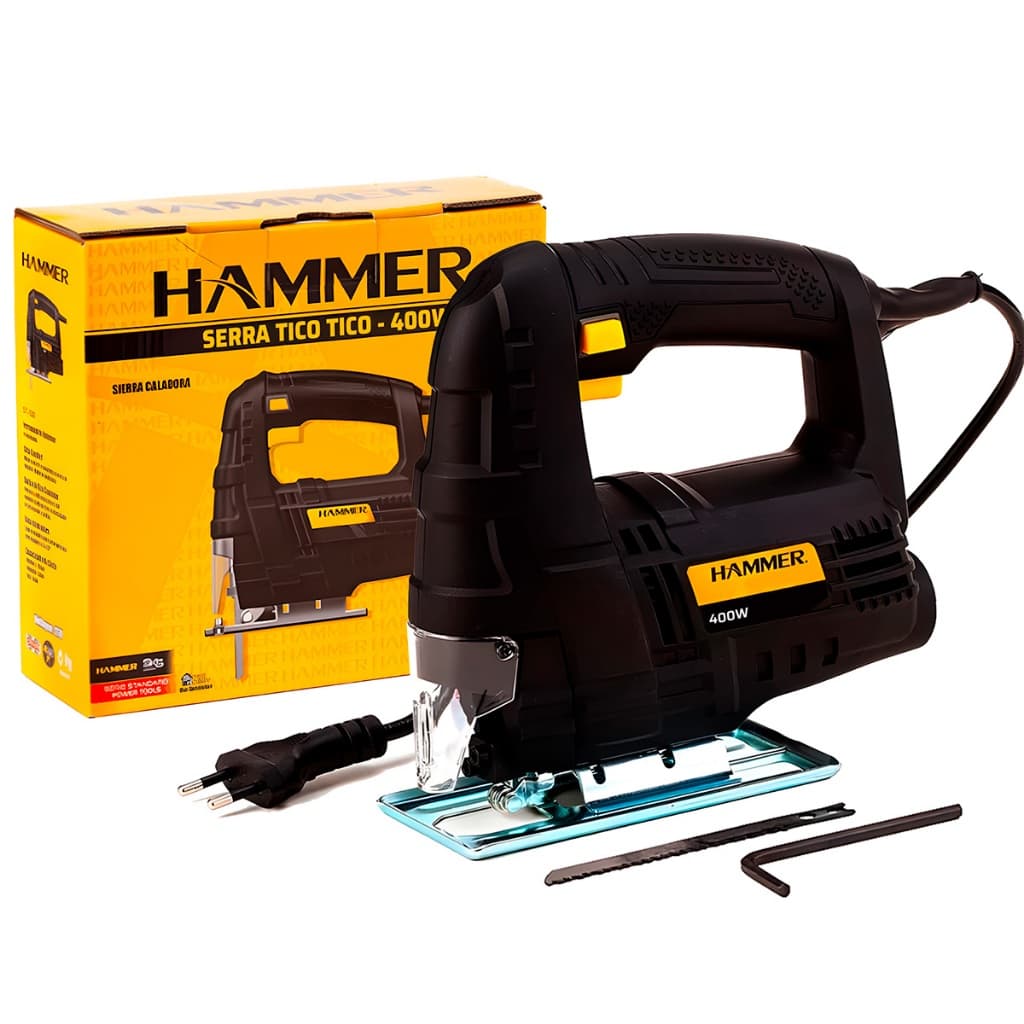 Serra Tico Tico 400 Watts 3000gpm Madeira Metal Base Ajustável Botão De Trava C/ Lâmina St400 Hammer