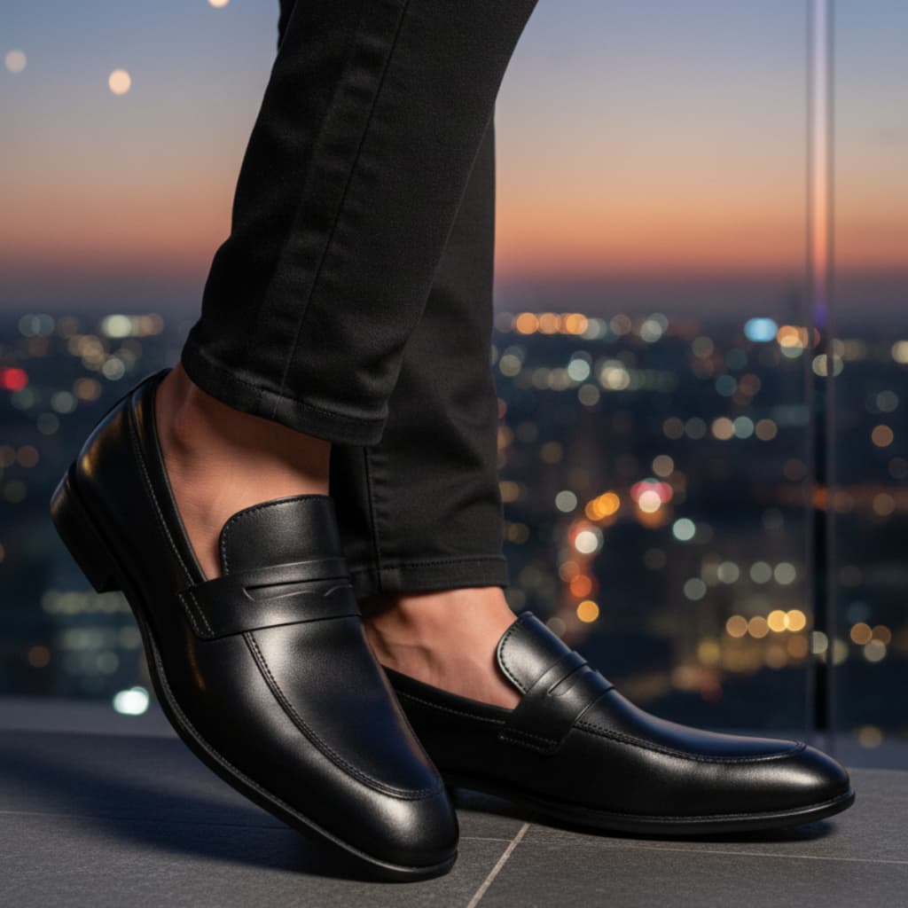Sapato Social Masculino em Couro Loafer Sem Cadarço Clássico Elegante Mocassim Confortável Slip On