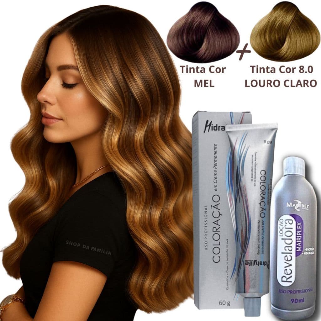 Tinta de Cabelo Loiro Mel Hidratação e Brilho | Cobre Fios Brancos