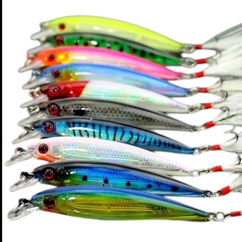 Kit 10 Iscas Artificiais Meia Água 9cm / 7,2gms para tucunaré,robalo, traíra