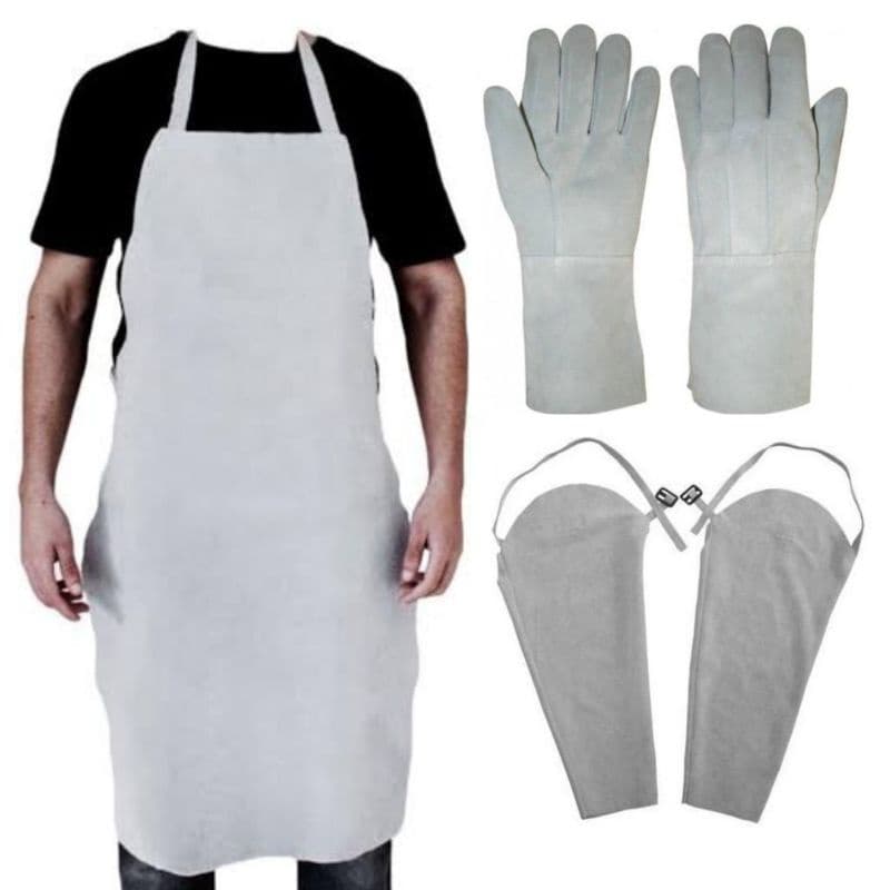Kit Soldador Avental Mangote e Luva mista Punho 15 Cm