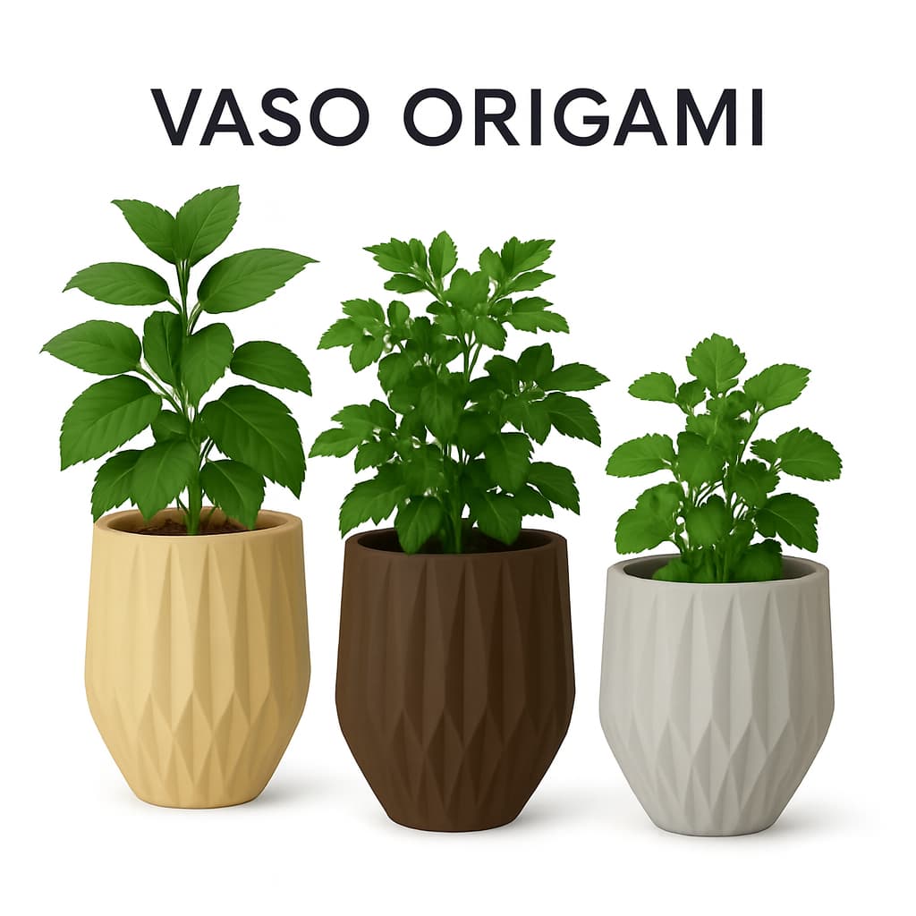 Vaso Flor Plantas Origami Decoração Ambiente Casa Escritório