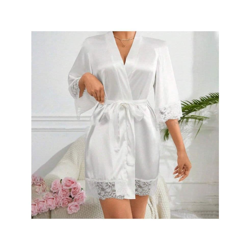 ✨ Robe de Cetim Noiva  Feminino com Renda – Sinta-se como uma Rainha! ✨