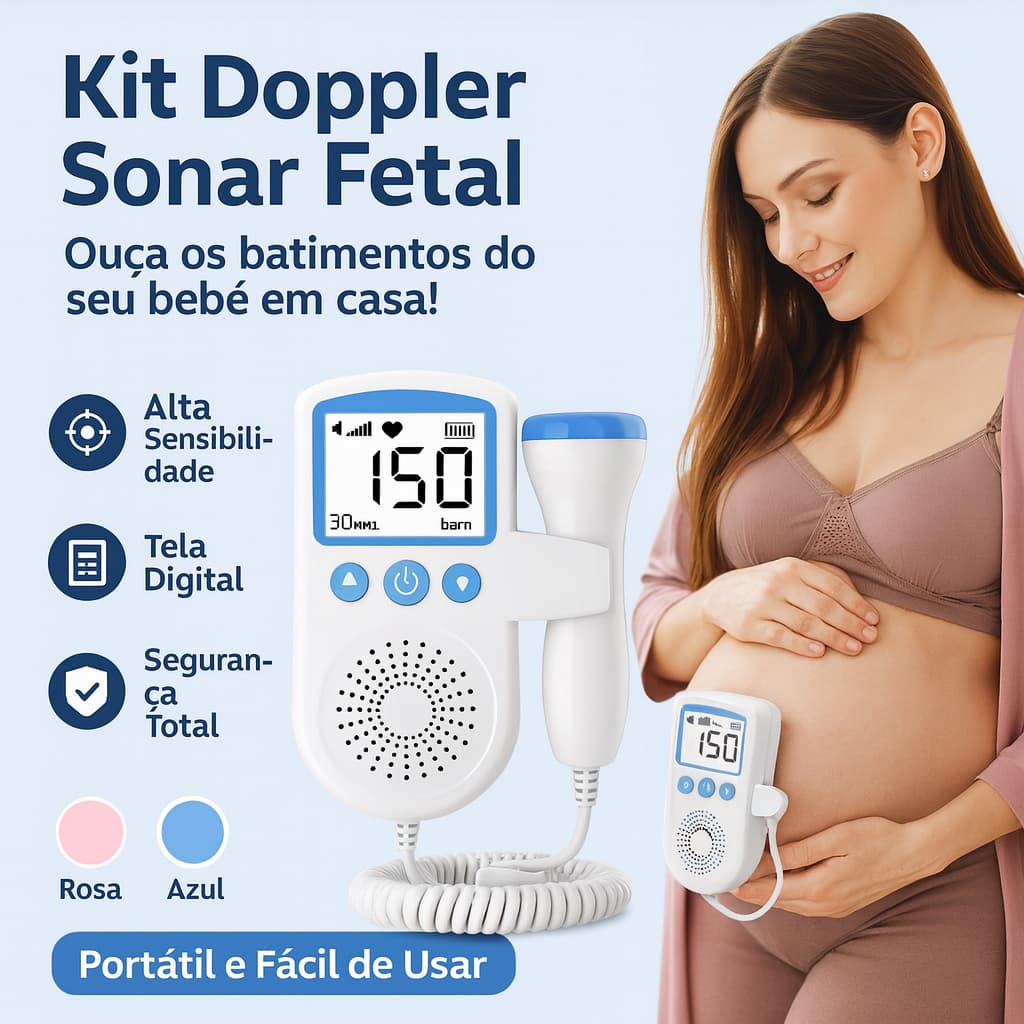 Fetal Doppler Ultrassom Ouvir Batimentos Bebe Monitor Frequencia Cardiaca Coração Nenem