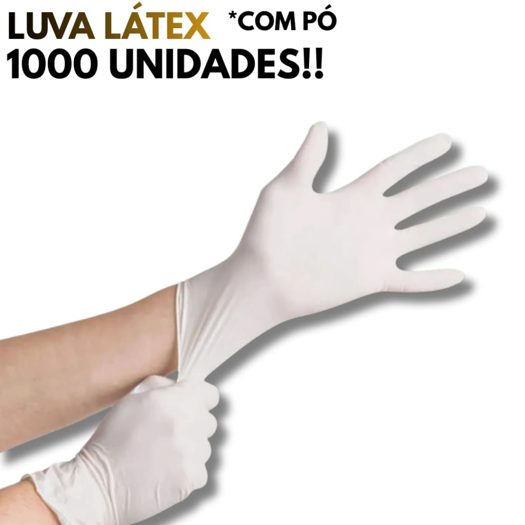 Kit 1000 Luvas Látex  C/ Pó Descartáveis PP. P. M. G