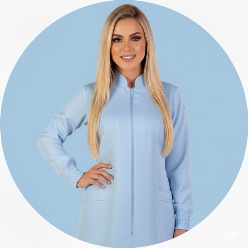 Jaleco Feminino Diversas Cores gabardine Com Ziper Gola Padre Manga Longa