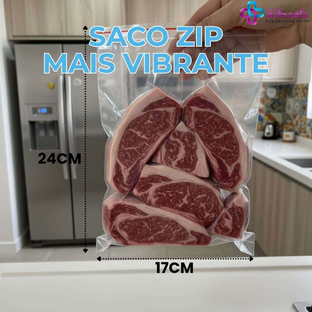 Saco Zip 17x24 C/100un Saquinho Plástico Hermético Nº8