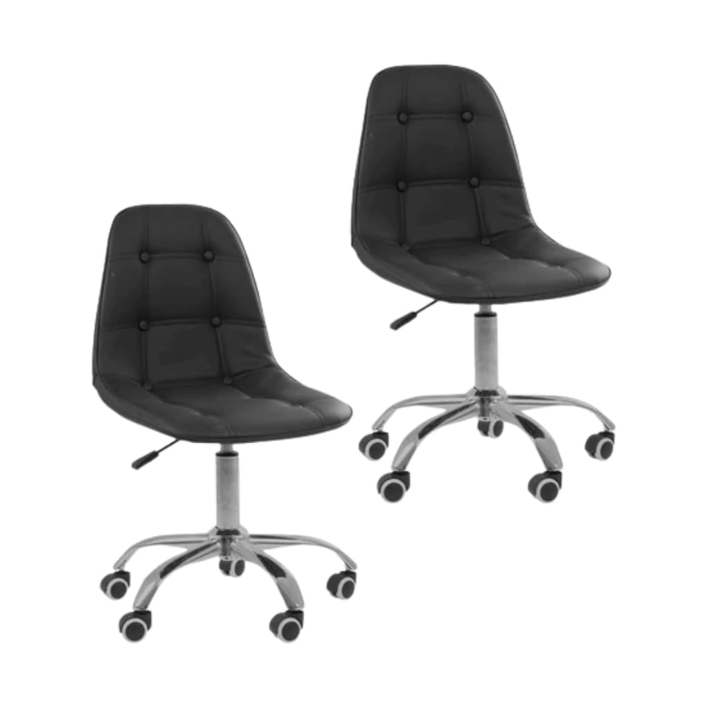 Kit 02 Cadeiras Office Eiffel Oficial Botonê Ajustável Base Giratória