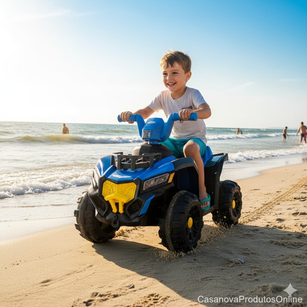 Quadriciclo Eletrico Infantil 6V Azul Veiculo Motorizado Crianca Diversao Seguro